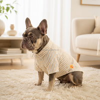 Vêtements personnalisés pour animaux de compagnie, chemise pour chien à rayures, manches courtes, col rabattable, boutons pression, vêtements d'été pour chiots et chats, vente en gros OEM