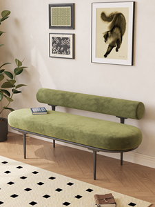 Tabouret <span class=keywords><strong>de</strong></span> bout <span class=keywords><strong>de</strong></span> <span class=keywords><strong>lit</strong></span> moderne en flanelle <span class=keywords><strong>de</strong></span> luxe léger, rembourré, avec dossier créatif, pour chambre à coucher et salle d'exposition - Product Image 2