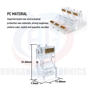 Tùy chỉnh màu RG RJ45 CAT6 Ethernet kết nối mô-đun vượt qua thông qua mạng <span class=keywords><strong>c</strong></span>ắm với pha lê đầu 100 <span class=keywords><strong>c</strong></span>ái/gói - Product Image 2