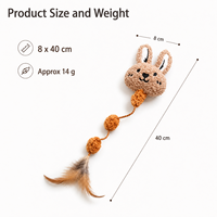 Jouet pour chat en peluche lapin avec clochette et plume, OEM ODM, jouet interactif pour chat pour marque privée, vente en gros
