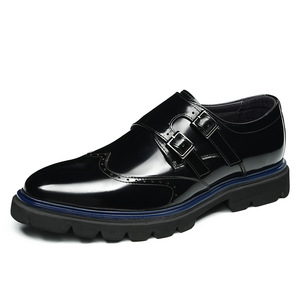Mocasines con correa de cuero para negocios, formales e informales, zapatos de cuero con acabado brillante - zapatos de boda para hombre, hechos de cuero vacuno - Product Image 3