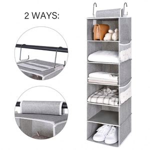Organisateur de placard suspendu à 6 étagères en tissu pour l'organisation et le rangement des sacs dans le placard - Product Image 4