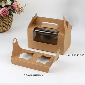 Custom LOGO packaging 2/4/6 cupcake dessert pastry box Translucent window muffin cake box