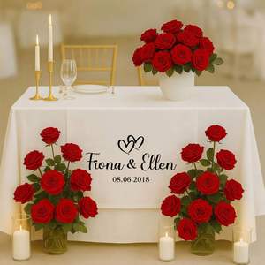 Personalized Handmade Durable Wedding <b>Party</b> <b>Table</b> Runner, Custom Bridal Shower <b>Decoration</b> Classic Cotton Linen Wedding Banner - Product Image 1