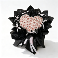 Romantisch poederroze groot geconserveerd echt rozenboeket, aanpasbaar, eeuwigdurend bloemenboeket, Valentijnsdag cadeau voor thuisdecoratie