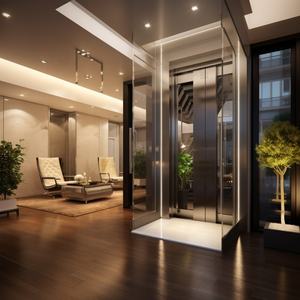 Ascenseur de cabine compact et élégant pour 3-4 étages, avec entraînement par courant alternatif et plancher en PVC, facile à installer, pour maisons rénovées et bâtiments historiques - Product Image 1