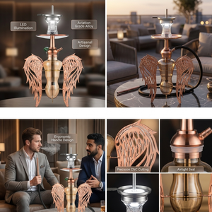 Cachimba de lujo con forma de ala de ángel hueca, luz LED, calidad superior, color electrochapado, cachimba para fumar. - Product Image 1