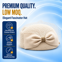 Béret français pour femme avec voile cage à oiseaux et nœud, style rétro, pour mariage, invitées, fête, église, thé, cocktail, usage quotidien, faible MOQ, vente en gros