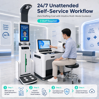Kiosque de contrôle de santé portable de qualité médicale en libre-service, analyseur complet du corps (tension artérielle, SpO2, IMC, température), certifié CE