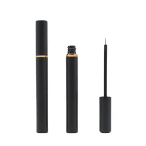 Nhãn Hiệu Riêng Kho Trang Điểm Matte Đen Nhôm Lông Mi Huyết Thanh Chai Eyeliner Container Ống Với Vòng Tròn Vàng Trang Trí