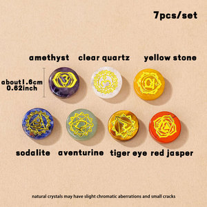 Pierres de paume rondes en cristal naturel, ensemble 7 chakras, pour la guérison et l'équilibre, artisanat en cristal - Product Image 2