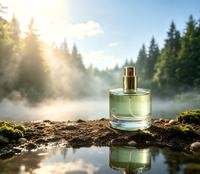 Ensemble de flacons de parfum en verre de luxe à base épaisse et ronde avec pompe pulvérisatrice dorée, emballage en boîte cadeau