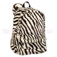 Sac à dos en fausse fourrure pelucheuse à rayures animalières, style personnalisé pour femmes, fermeture éclair, sacs d'école pour la vente en gros