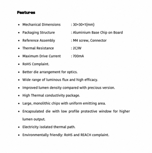 Luz LED de Cultivo de Alta Intensidad Polymatech Serie COB Estándar FL27COB3030 HYPER RED 650 nm, Eficiente en Energía y Duradera - Product Image 4
