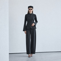 Ensemble Abaya deux pièces noir pour femmes musulmanes Mexizo, col montant, ourlet à volants, haut et pantalon large, Dubaï