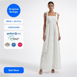 <span class=keywords><strong>Robe</strong></span> longue élégante pour femme, design original personnalisé, broderie florale blanche, bretelles à nouer, <span class=keywords><strong>robe</strong></span> de soirée de luxe pour femmes, OEM - Product Image 1