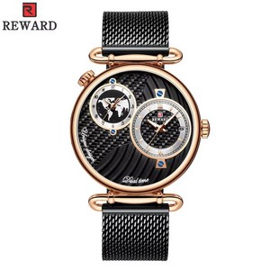 นาฬิกาข้อมือผู้หญิง Wholesale Sport REWARD รุ่นหรูหรา สายสแตนเลสสตีล ขนาด 22 มม. หน้าปัดคู่ ควอตซ์ กันน้ำ สไตล์ลำลอง - Product Image 5