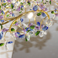 Lustre suspendu en cristal artistique personnalisé de luxe, branche de fleur, lampe suspendue florale incurvée moderne pour la décoration de villa, hôtel, hall