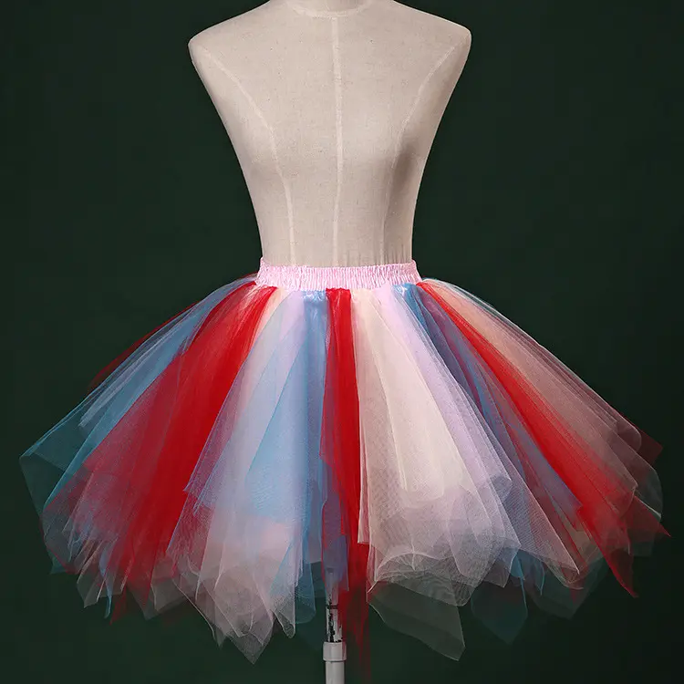 Women Skirt 47CM Tutu Mini Petticoat Adult Teen Elastic Band Ballet Dance Puffy Tulle Skirts