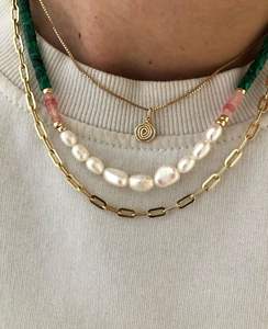 אופנתי צבעוני טבעי אבן טבעית פנינים גדולות בעבודת יד שרשרת חרוזים עבור נשים ללבוש בחוף הים או על החוף - Product Image 1