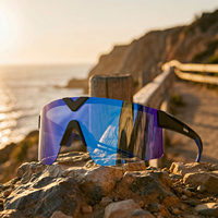 Lunettes de soleil sportives semi-cerclées TR90 personnalisées avec logo OEM, pour le cyclisme et la course à pied, verres polarisés miroir photochromiques violets