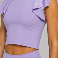 Haut de yoga Petalsleeve personnalisé pour femme, coupe courte, t-shirt de sport avec coussinets de poitrine, idéal pour la gym, la course, séchage rapide, respirant, sans coutures, dos élégant, Pilates