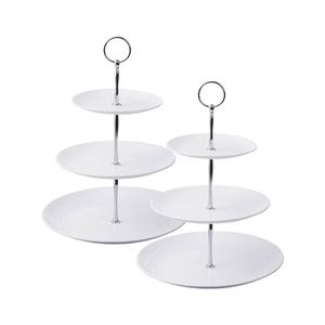 Plato de servir fruta <span class=keywords><strong>tapas</strong></span> al por mayor personalizado <span class=keywords><strong>restaurante</strong></span> banquete boda fiesta aperitivo plato de 3 niveles con soporte de plata - Product Image 1