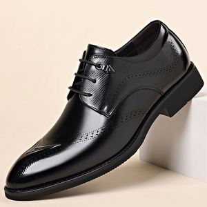 Nuevo Modelo de Zapatos de Cuero para Hombre de Grado Empresarial, de Piel de Vacuno de Primera Calidad, Transpirables, Casuales de Negocios, para Boda, que Aumentan la Altura, Impermeables - Product Image 5