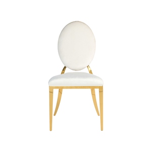 Silla elegante dorada de acero inoxidable acolchada de lujo para banquete y uso de boda con silla de cena moderna de metal blanco Moden - Product Image 2