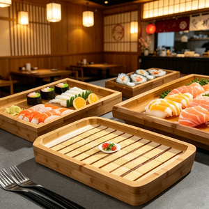 Vaisselle de restaurant japonais, conteneur à fruits de mer, plateau à crevettes, plateau à sashimi en bambou, plateau à glace, assiette de service pour sushi - Product Image 2