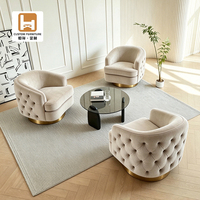 Fauteuil de salon en velours moderne pivotant, fauteuil d'appoint capitonné avec base dorée