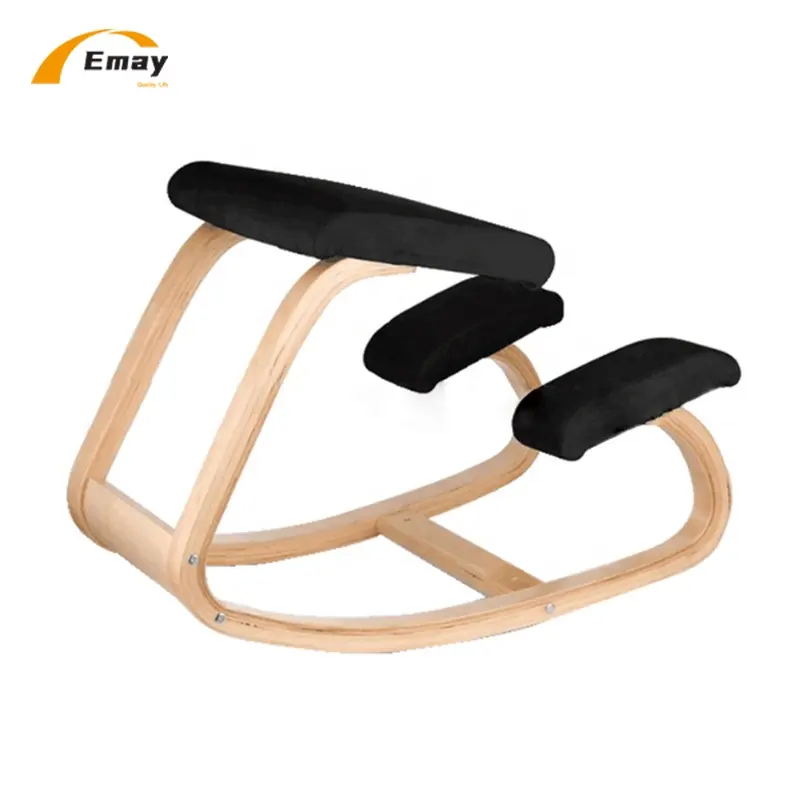 Chaise de bureau ergonomique en bois à genoux, chaise en bois roulant au Design convivial