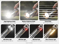 Mini lampe torche de camping rechargeable en alliage, portable, avec zoom, charge Type-C, 7 modes, torche d'extérieur, étanche