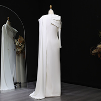 Robe de soirée sirène arabe blanche Sharon Said SF536 à manches longues avec cape, pour mariages et fêtes à Dubaï