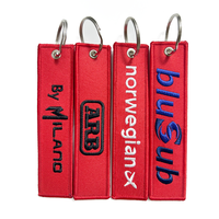 Gran oferta, etiqueta de llave bordada, etiqueta de vuelo personalizada, llavero bordado con logotipo de doble cara para tela