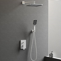 12 pouces plafond dissimulé mural Washrrom noir laiton ensemble pluie douche bain douche robinet ensemble carré