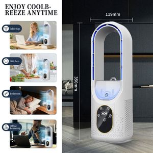 Smart Bladeless Desk Fan, Negative Ion Humidifying Air Cooler, 6H Timer Rechargeable Fan for Summer Cooling - Product Image 3