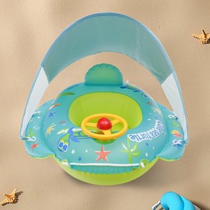 Free Swimming Baby Inflatable Baby Float with <b>Sun</b> <b>Canopy</b> Size Improve Pool Float Swimming Pool Toys for Age of 3-36 Months - Product Image 2