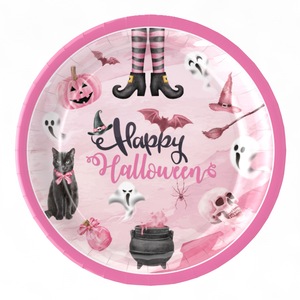 DAMAI 128 Pcs Halloween Plates Napkins Cups Set Pink Spooky Disposable Tableware for Horror Theme Birthday Party Decorations - Product Image 6