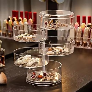 Caja de Almacenamiento Transparente a Prueba de Polvo y Agua, de Gran Capacidad, Giratoria, para Joyas, Horquillas, Cosméticos - Product Image 3