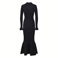 2024 otoño e invierno nuevo vestido de punto negro para mujer ajustado adelgazante temperamento vaina cola de pez vestido largo