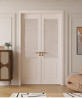 Porte cintrée noire de style français vintage, double battant, en bois composite massif, laquée, anti-effraction, à profil arrondi