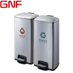 GNF 60L business pattumiera riciclata in acciaio inossidabile 2 scomparti pattumiera a pedale contenitori per compost da cucina