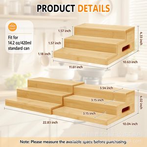 ชั้นวางอาหารกระป๋องไม้ไผ่แข็งแรง 3 ชั้น สำหรับจัดระเบียบเคาน์เตอร์ครัว - Product Image 4