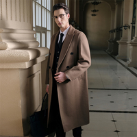 Manteau Homme Écologique Imperméable Respirant Anti-Plis en Pure Laine Coupe Slim Col V Épais Double Boutonnage de Haute Qualité
