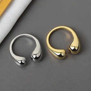 Geometric Teardrop Shape Alloy <b>Ring</b> Gold And Silver Unisex Jewelry Gift <b>For</b> <b>Couples</b> - Product Image 4