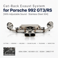 ING SUS304 Catback pour Porsche 992 GT3/RS 4.0L DRMA/DVYA 2021-2025 |   Échappement à six soupapes plates de 70 mm avec télécommande – Vente en gros