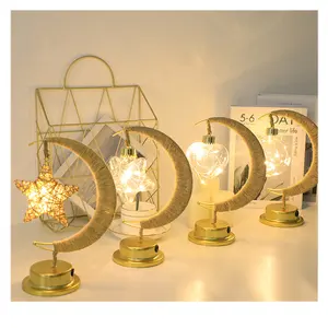 2024 New Ramadan Light LED Decorative Lamp EID Mubarak Moon Star Lights Strings Home Indoor Muslim Decoration