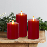 Ensemble de lampes à LED en cire de paraffine rouge, trois bougies sans flamme, télécommande, fabrication artisanale, alimentées par piles, lumière de nuit sécurisée pour enfants, nouvel an