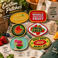 AWELLS Op maat gemaakte fruitborduurpatch, gepersonaliseerd natuurlijk oogstlogo-badge voor voedsel, kleding, tassen en hoeden